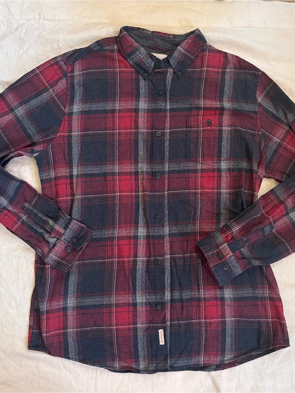 Weatherproof Red and Navy Plaid Button-Down Shirt